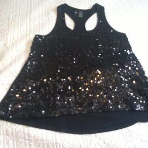 Black Sequined Racerback Tank